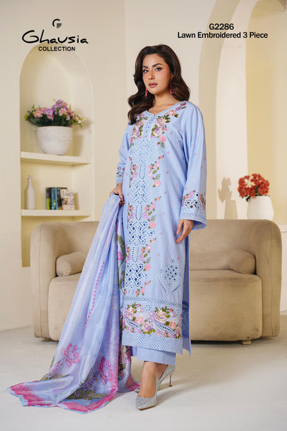 Lawn Embroidered Kurta 3P - G2286