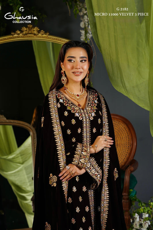 Velvet Embroidered Kurta - G2182