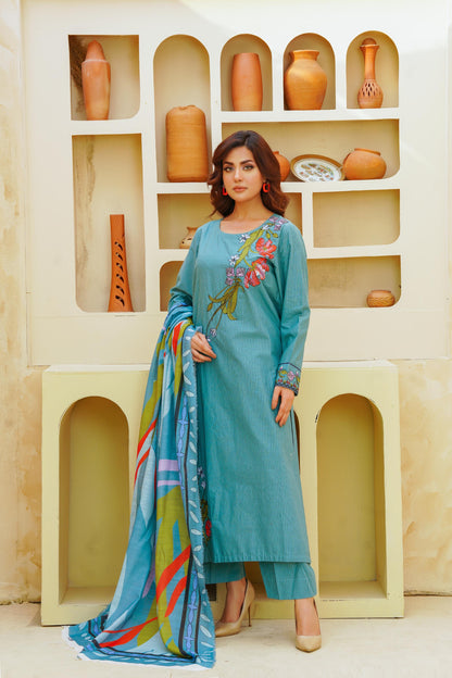 Embroidered Cambric Cotton 3pc