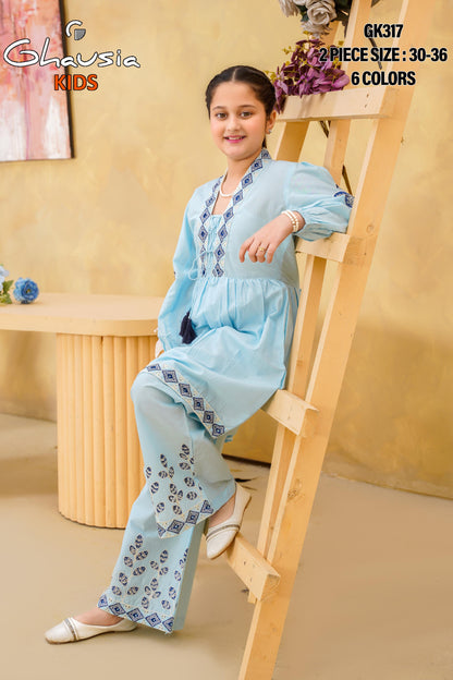 Kids Embroidered Lawn Kurta 2P - GK317