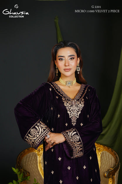 Velvet Embroidered Kurta - G2201