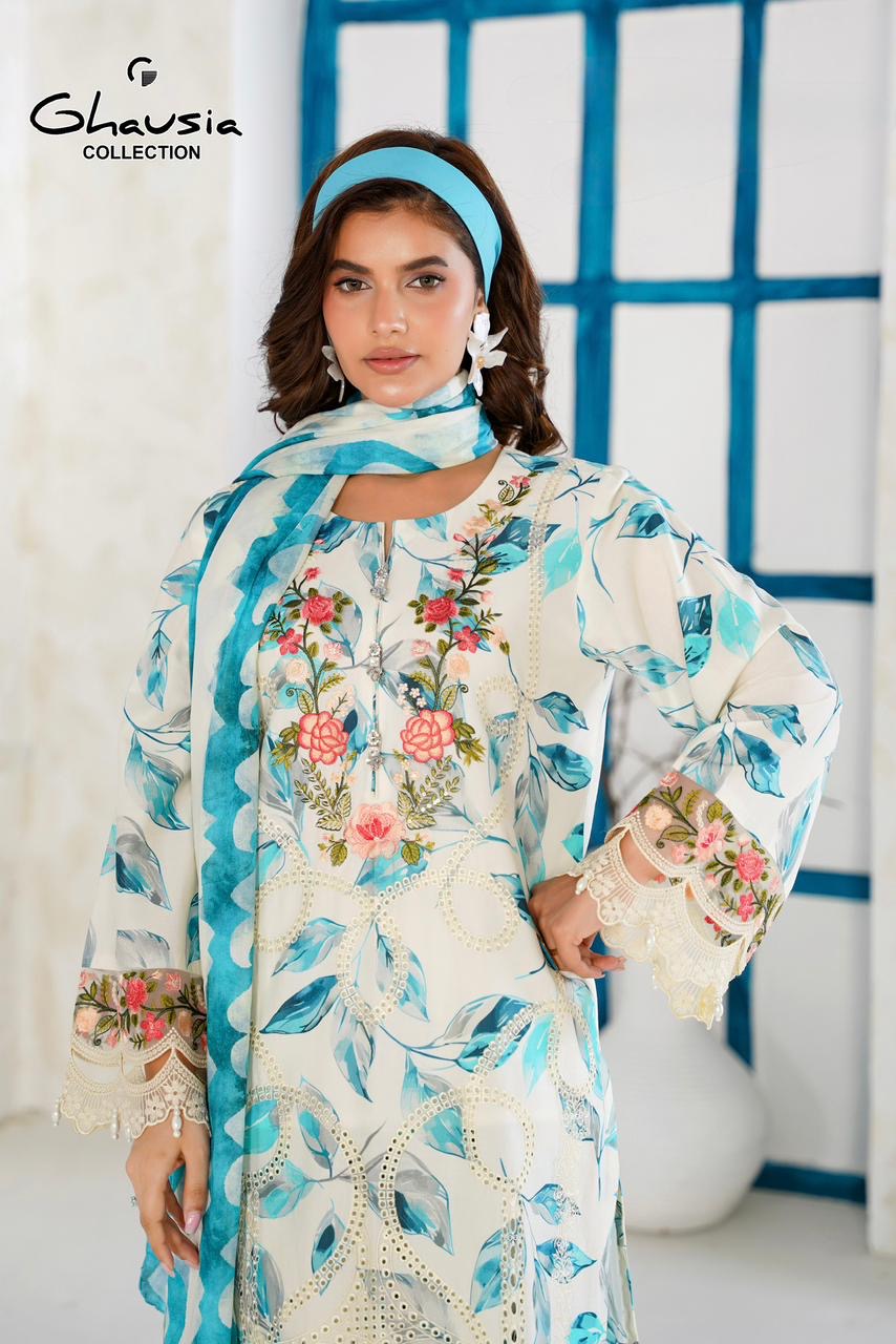 Printed Lawn Embroidered Kurta 4P - G2142
