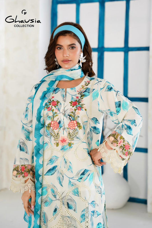 Printed Lawn Embroidered Kurta 4P - G2142