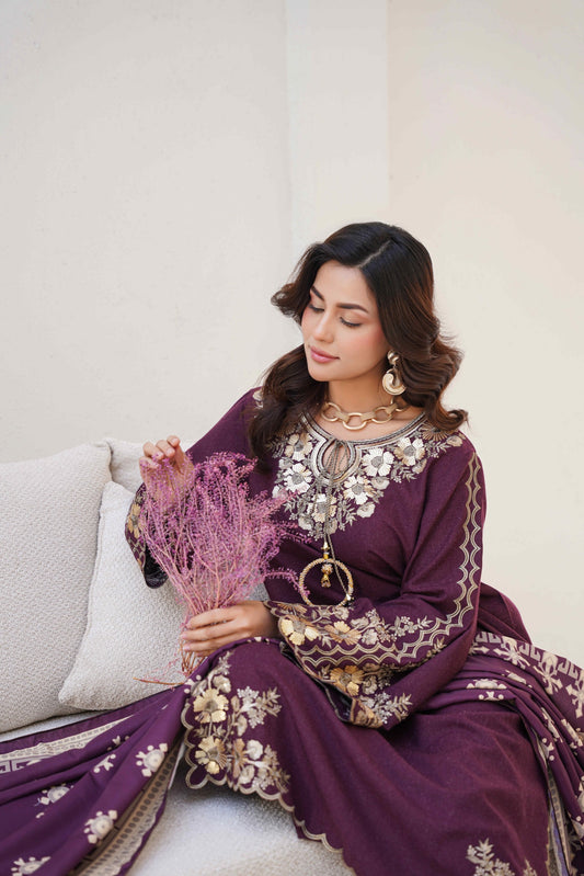 Embroidered  Wool 3pc Kurta -