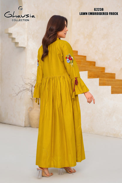 Cotton Embroidered Maxi frock - G2238