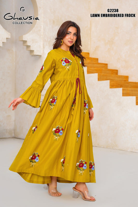 Cotton Embroidered Maxi frock - G2238