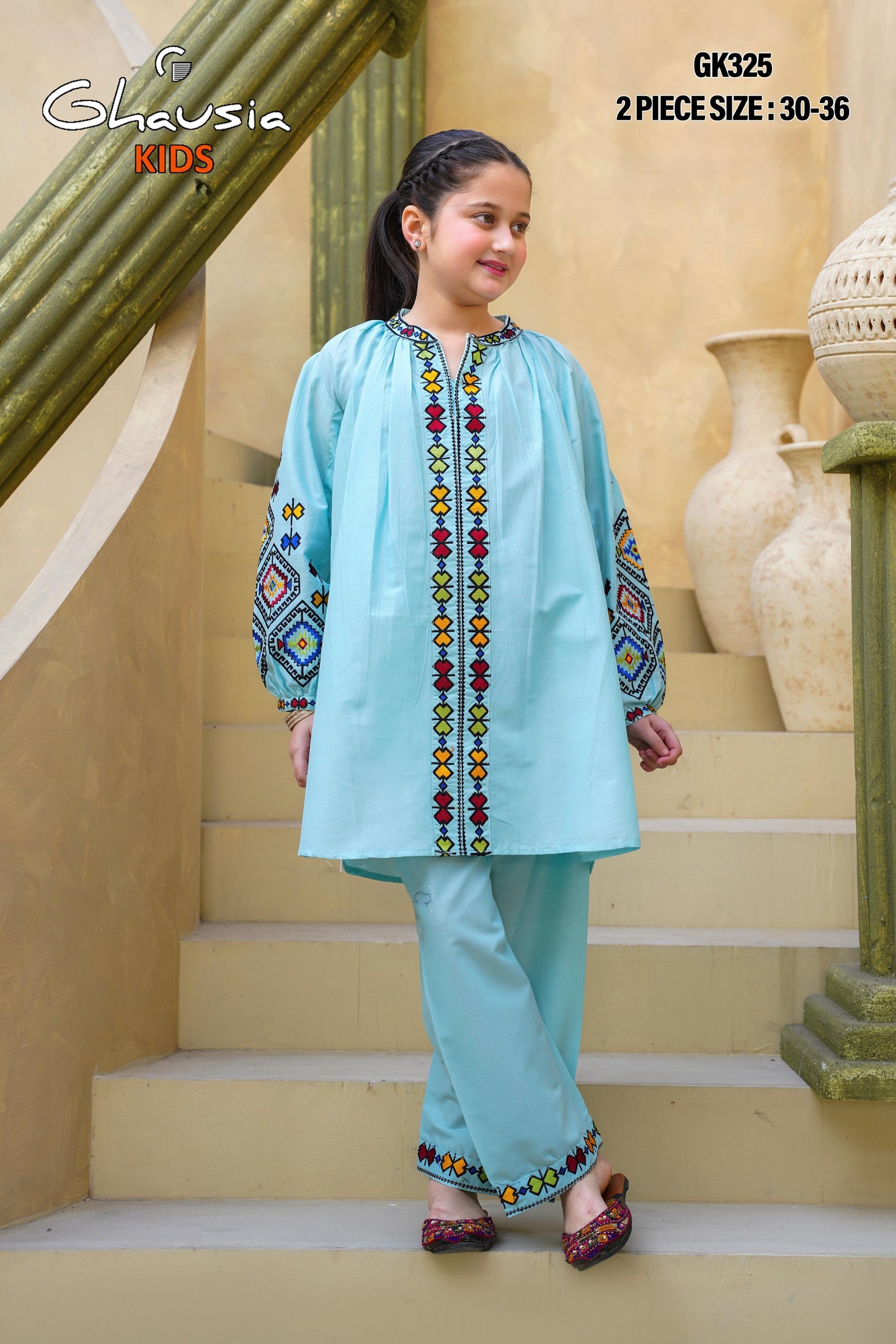 Kids Embroidered Lawn Kurta 2P - GK325
