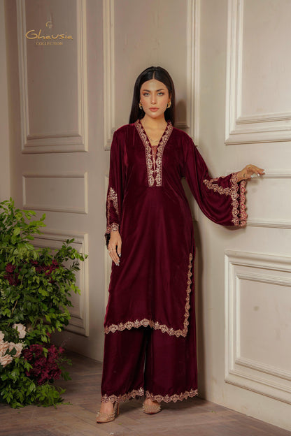 Velvet Embroidered kurta - G1934