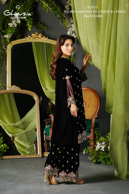 Velvet Embroidered Kurta - G2173