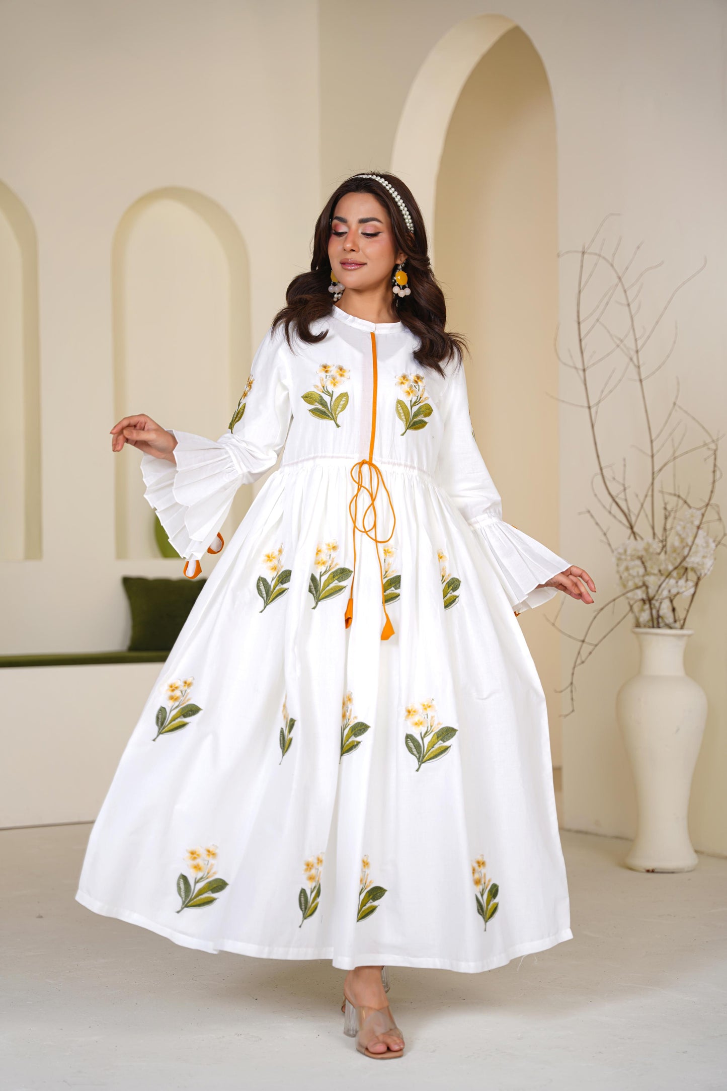 Cotton Embroidered Maxi frock - G2237