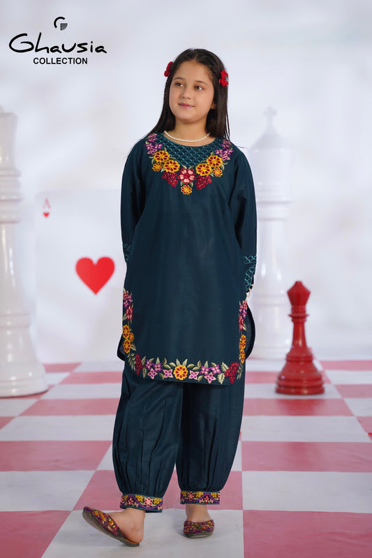 Kids Embroidered Lawn Kurta 2P - GK342