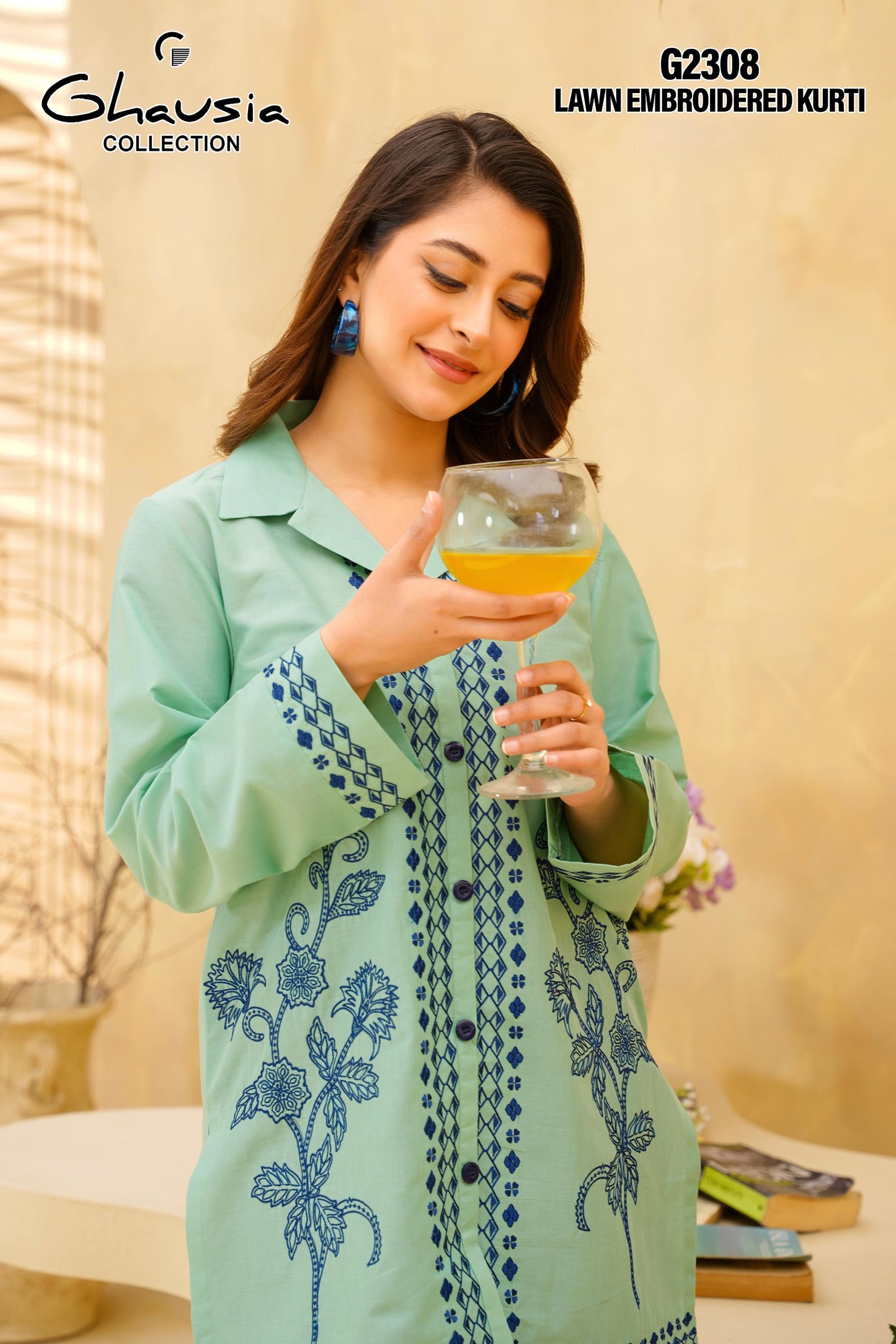 Cotton Embroidered Kurti 1P - G2308