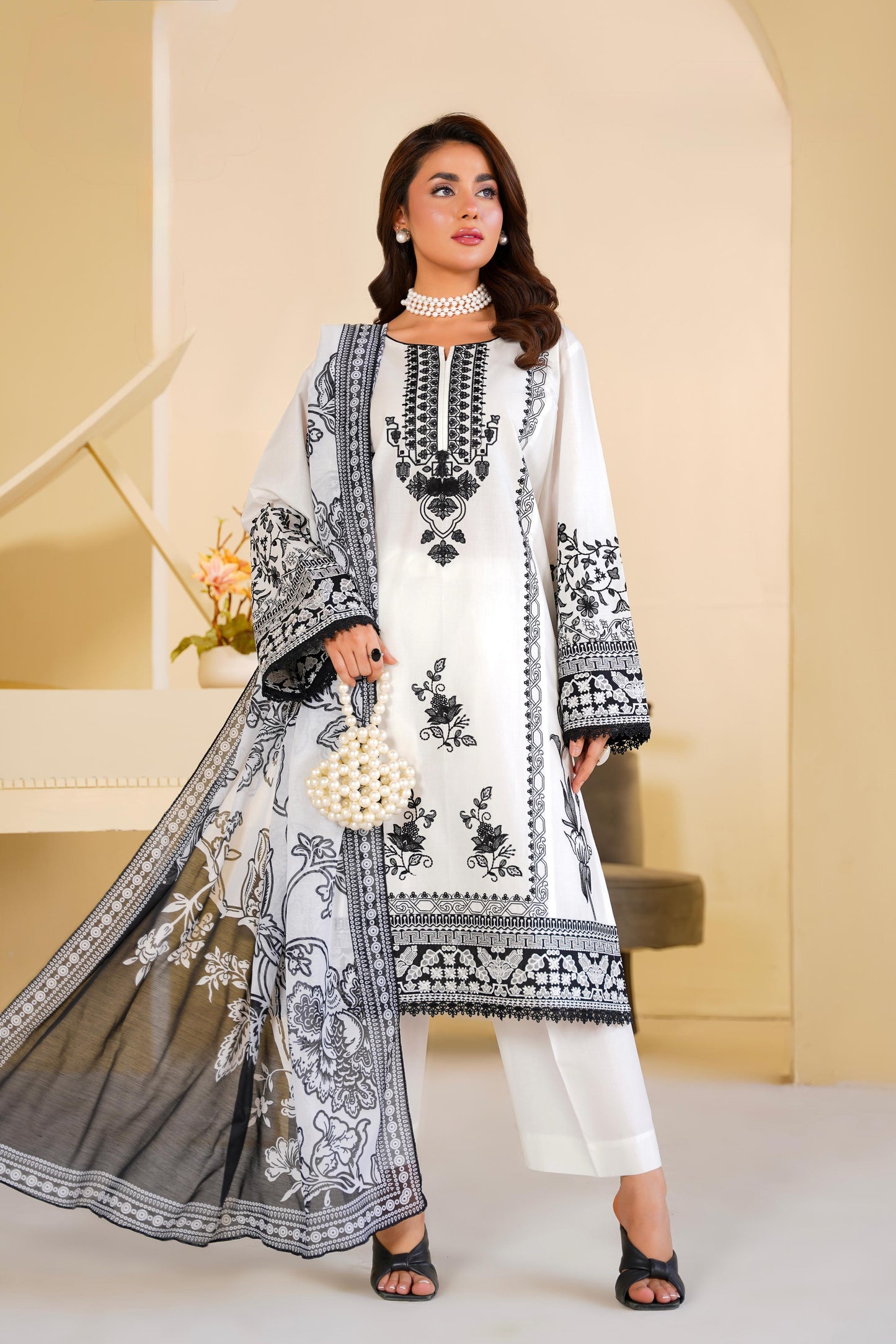 Lawn Embroidered Kurta 3P - G2396