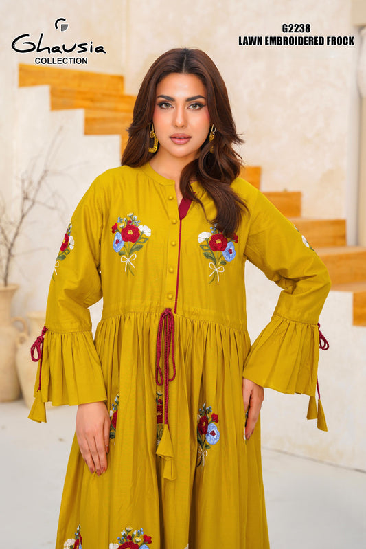 Cotton Embroidered Maxi frock - G2238