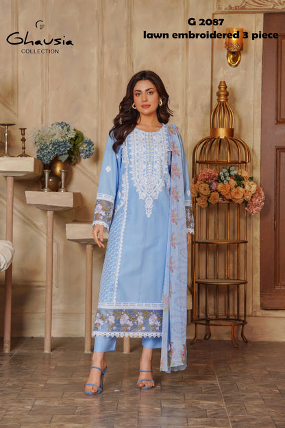 Lawn Embroidered Kurta 3P - G2087