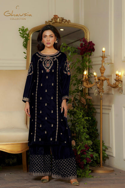 Velvet Embroidered kurta - G1898