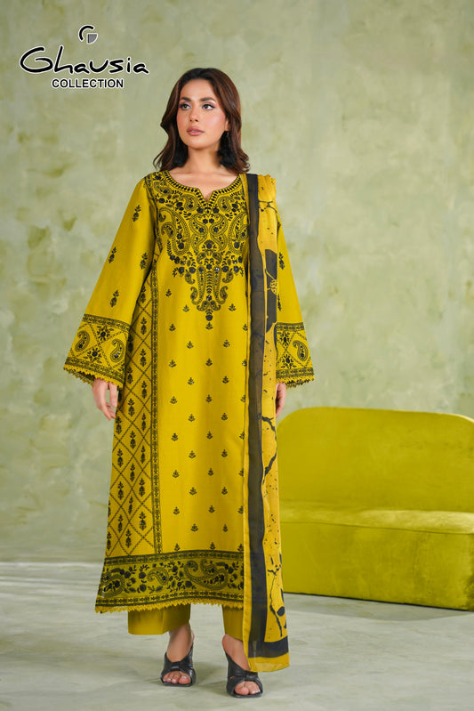 Embroidered Cambric Cotton 3pc