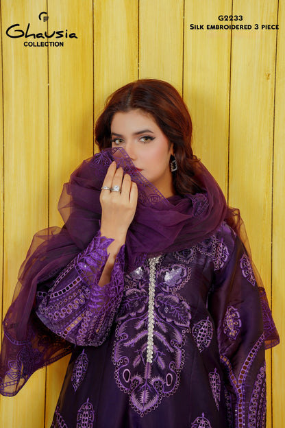 Embroidered Silk 3 Piece G2233