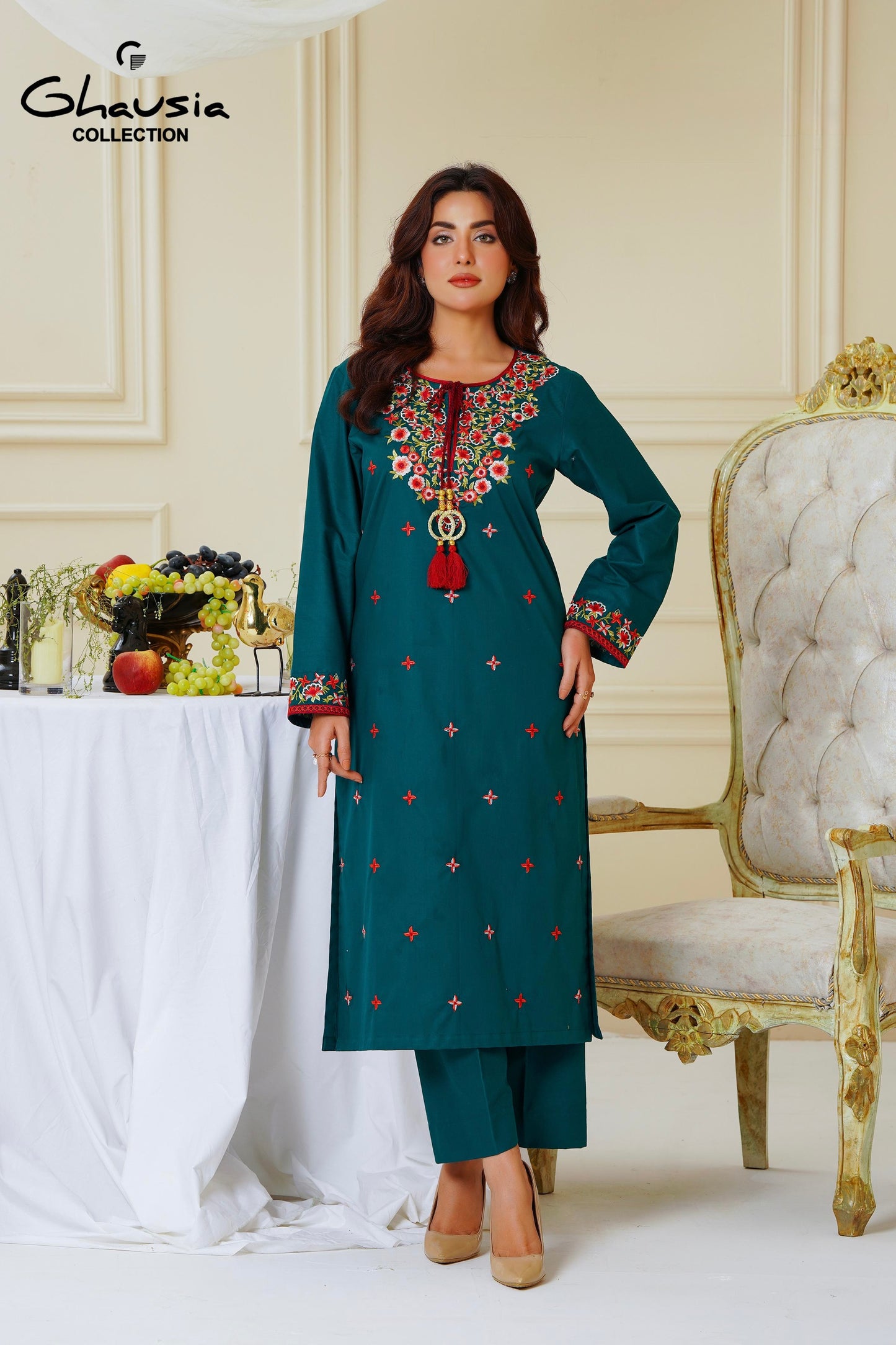 Embroidered Cambric Cotton 2pc - G2194