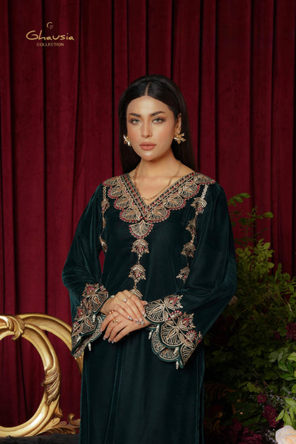 Velvet Embroidered kurta - G1958