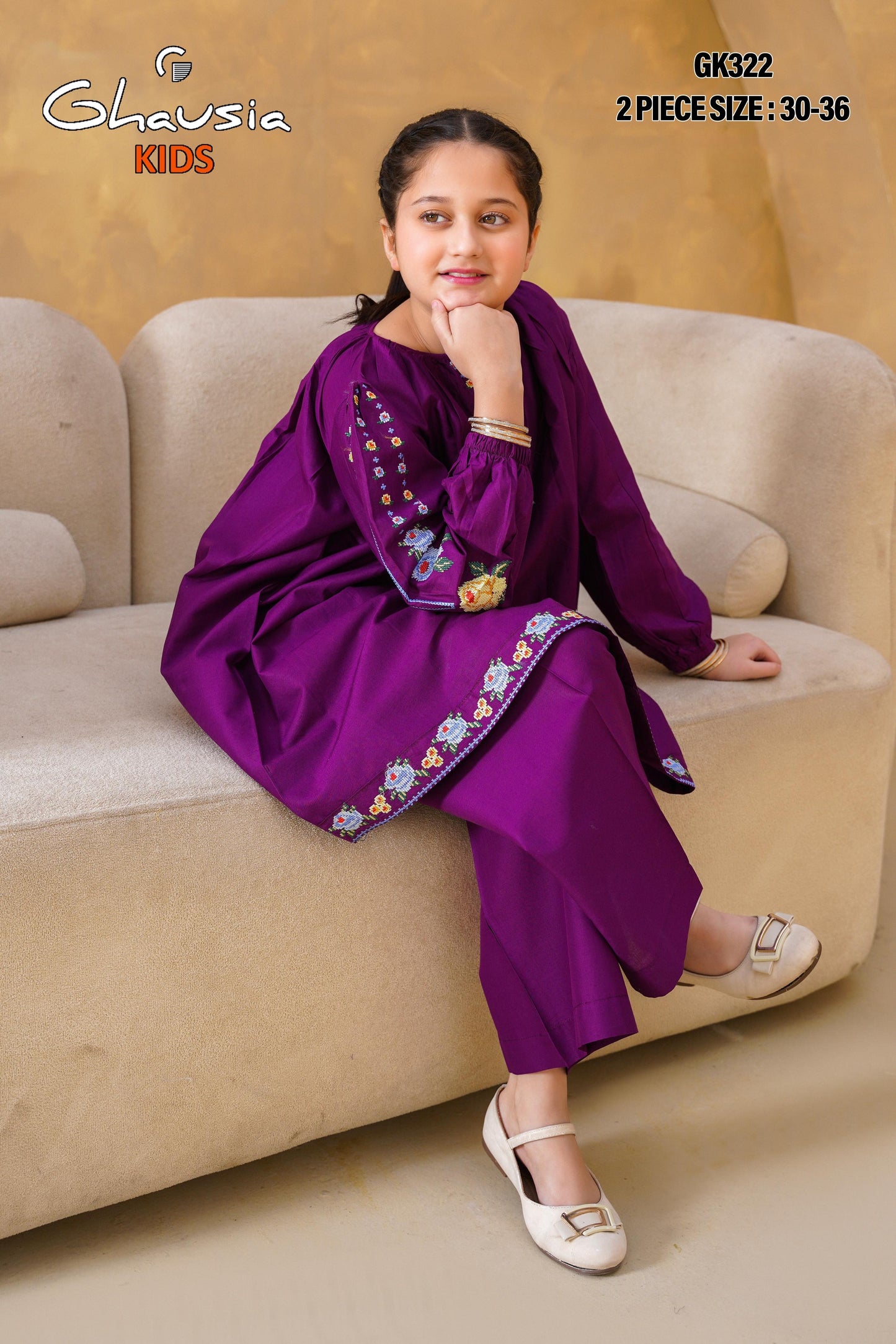 Kids Embroidered Lawn Kurta 2P - GK322