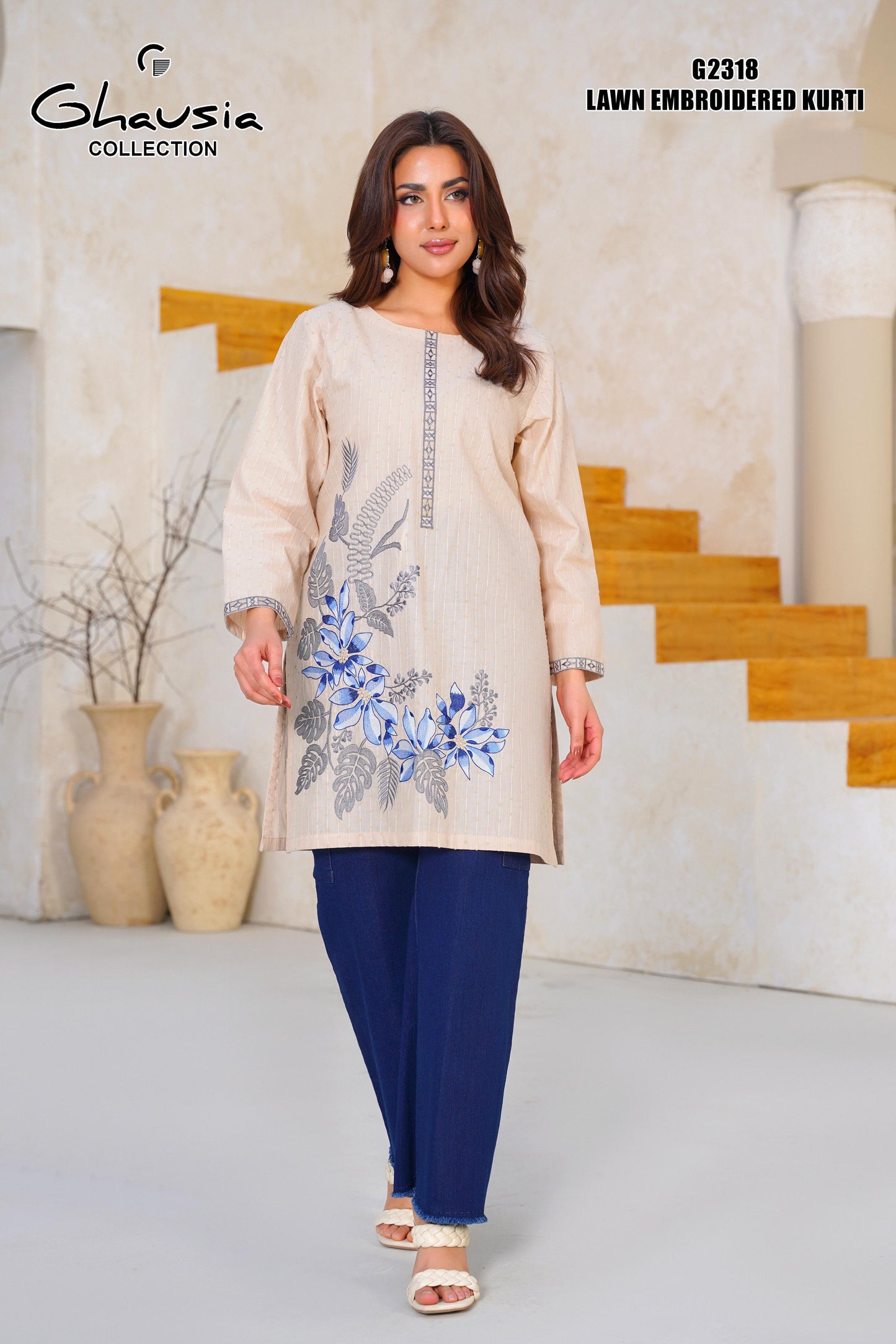 Lawn Embroidered Kurti 1P