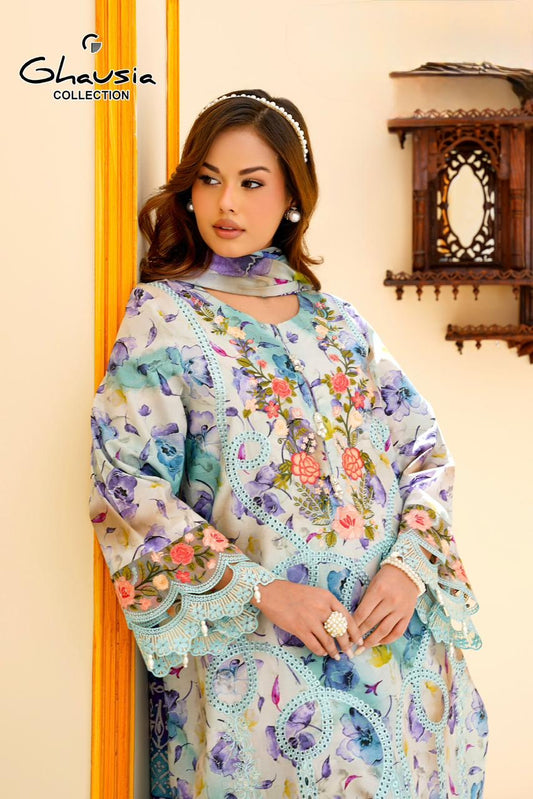 Printed Lawn Embroidered Kurta 4P - G2142