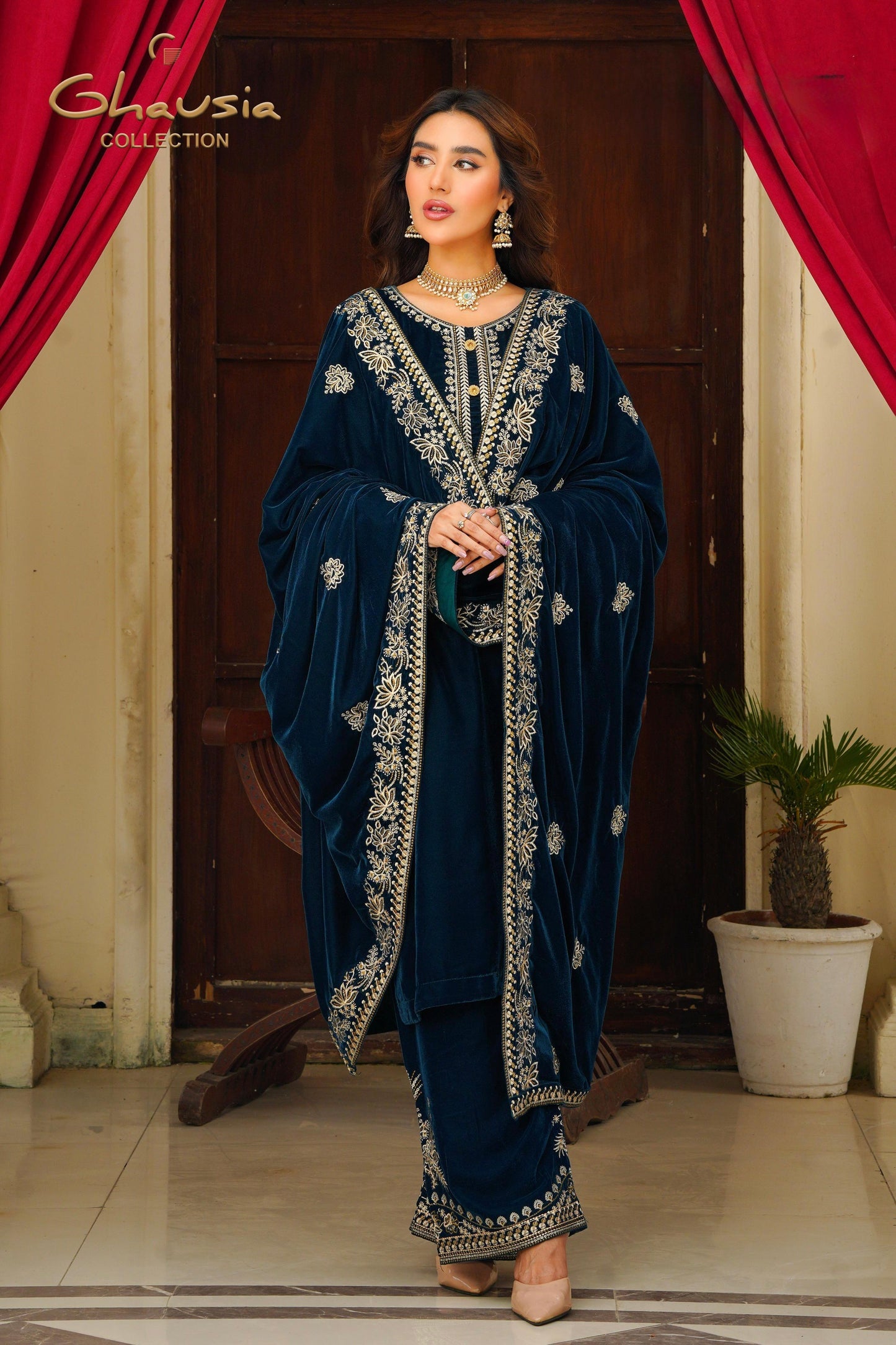 Velvet Embroidered kurta - G1931