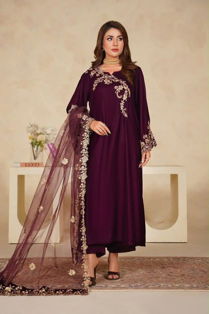 Velvet Embroidered Kurta - G2415