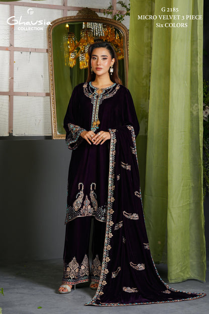 Velvet Embroidered Kurta - G2185