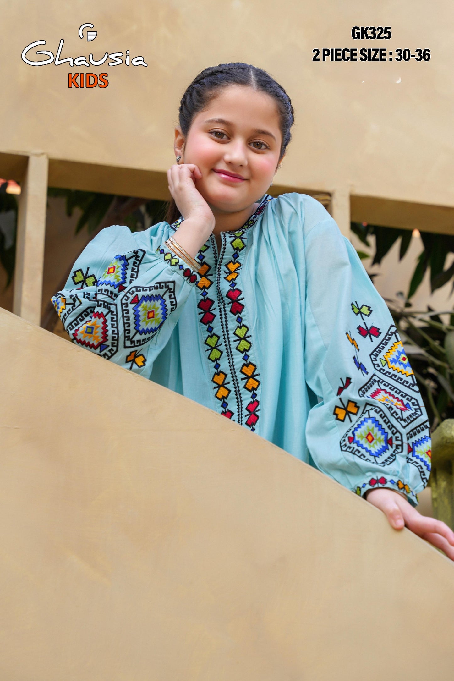 Kids Embroidered Lawn Kurta 2P - GK325