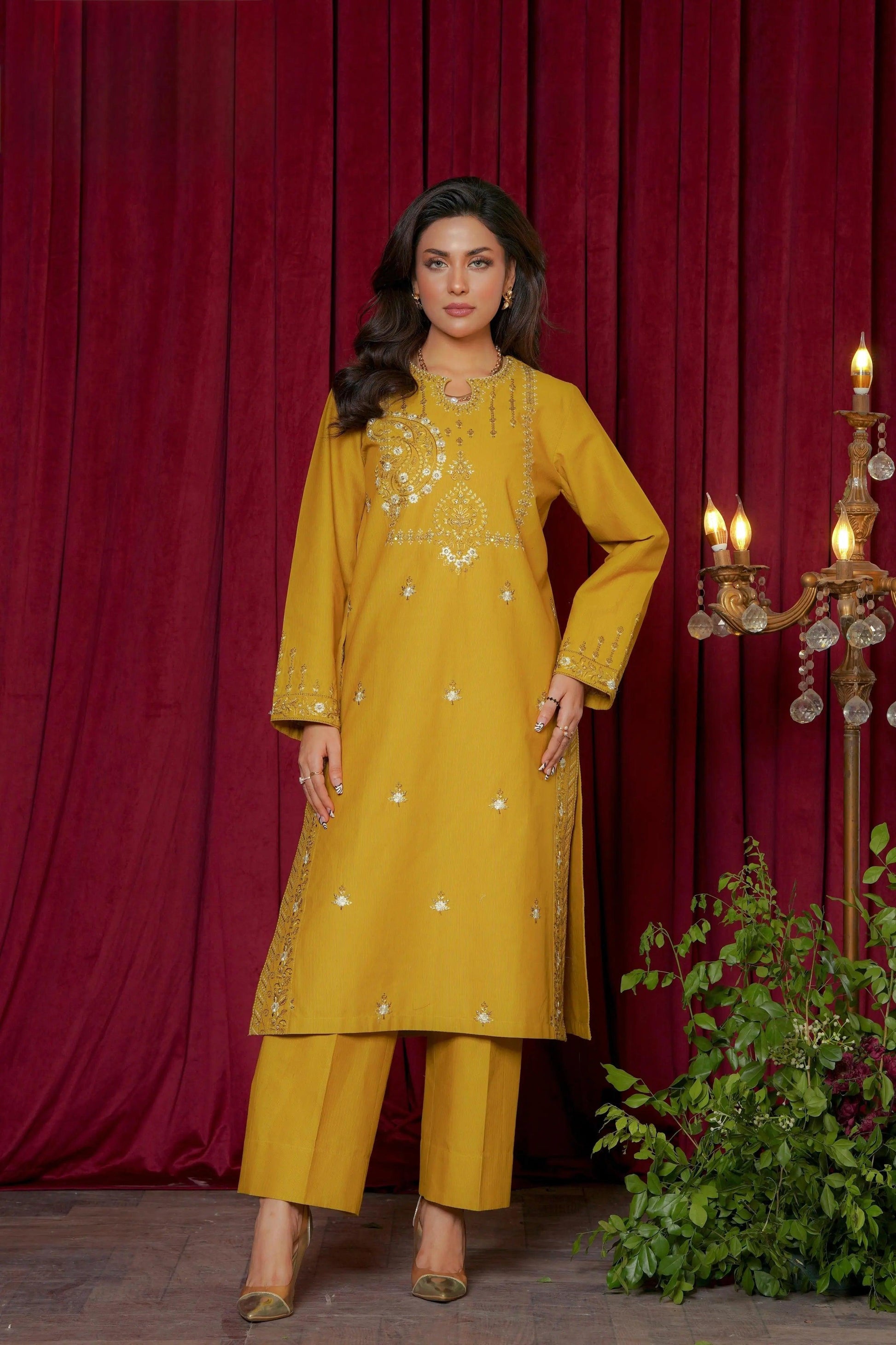 Embroidered Cambric Cotton Boring 2pc - Ghausia Collection