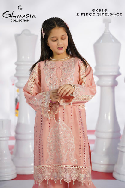 Kids Embroidered Lawn Kurta 2P