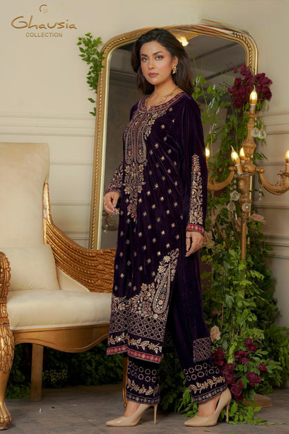 Velvet Embroidered kurta - G1953