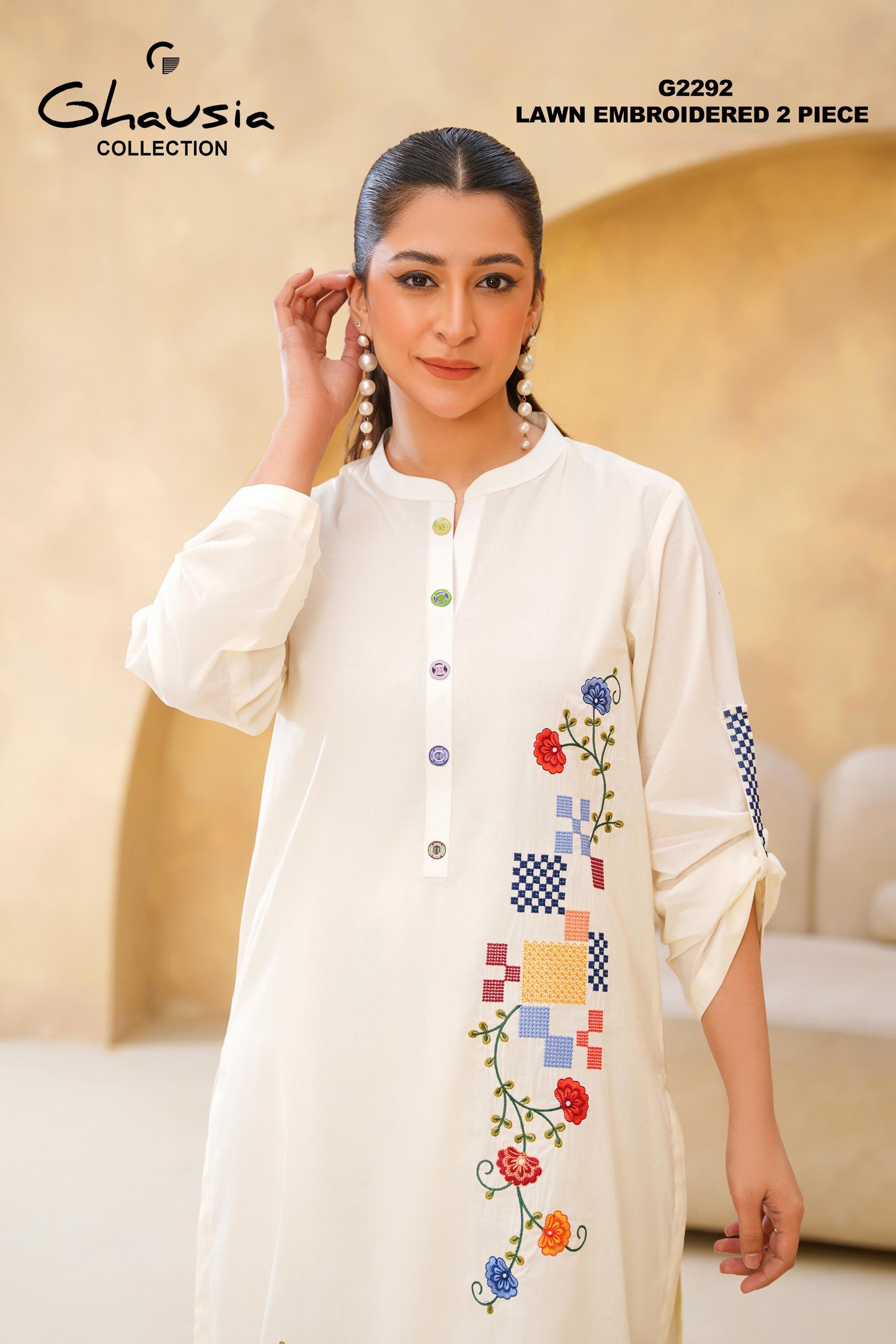 Lawn Embroidered kurta 2P - G2292