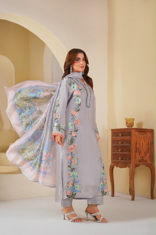 Embroidered Silk 3 Piece