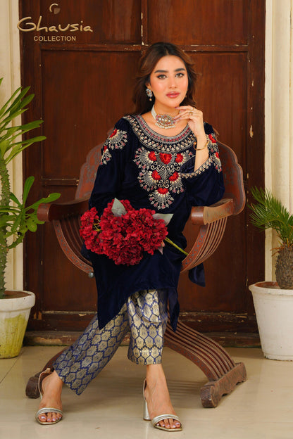 Velvet Embroidered kurta - G1902