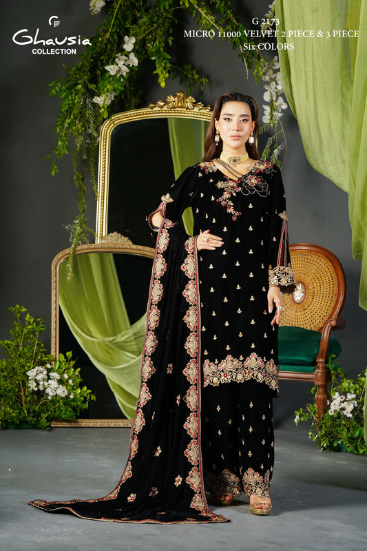 Velvet Embroidered Kurta - G2173