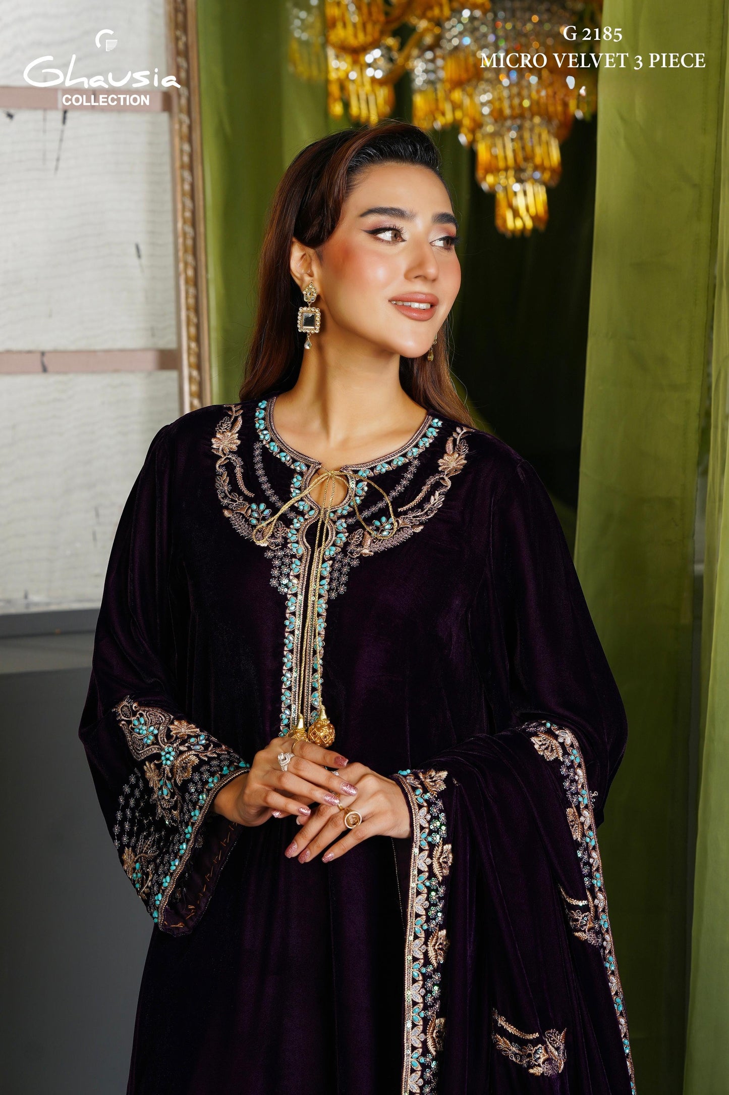 Velvet Embroidered Kurta - G2185
