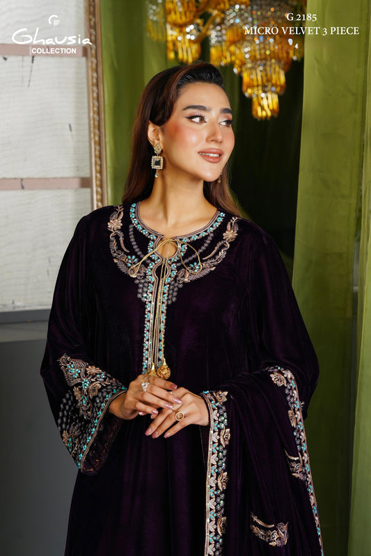 Velvet Embroidered Kurta - G2185
