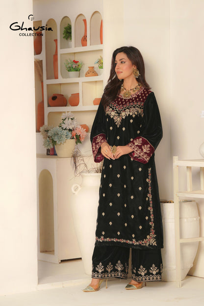 Velvet Embroidered kurta - G1954