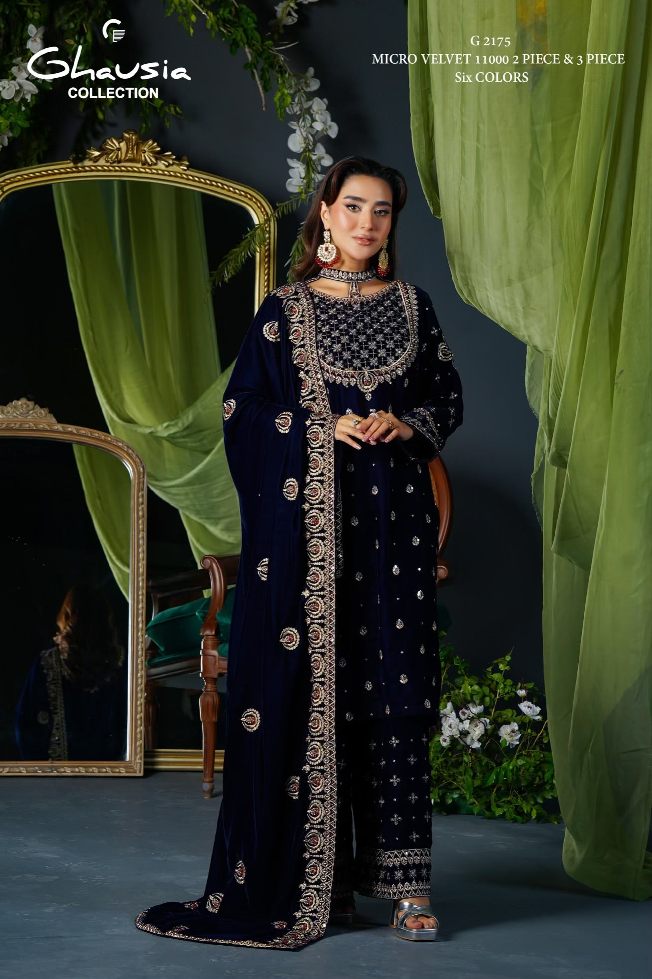 Velvet Embroidered Kurta - G2175