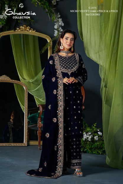 Velvet Embroidered Kurta - G2175