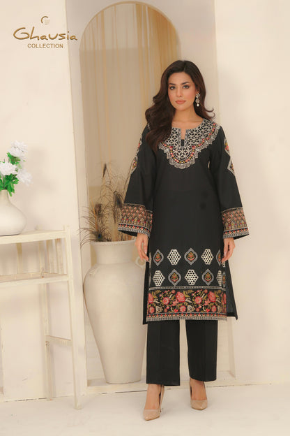 Embroidered Cambric Cotton 2pc - Ghausia Collection