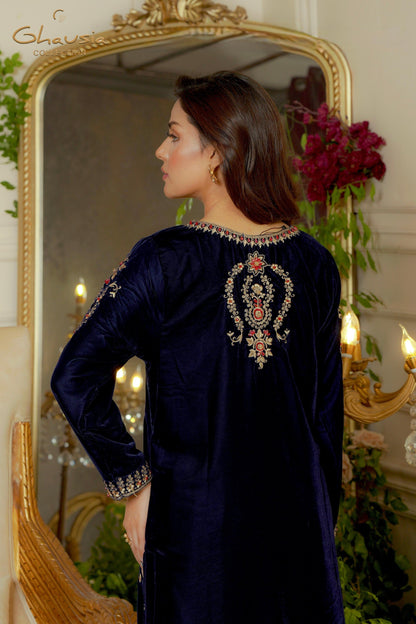 Velvet Embroidered kurta - G1898