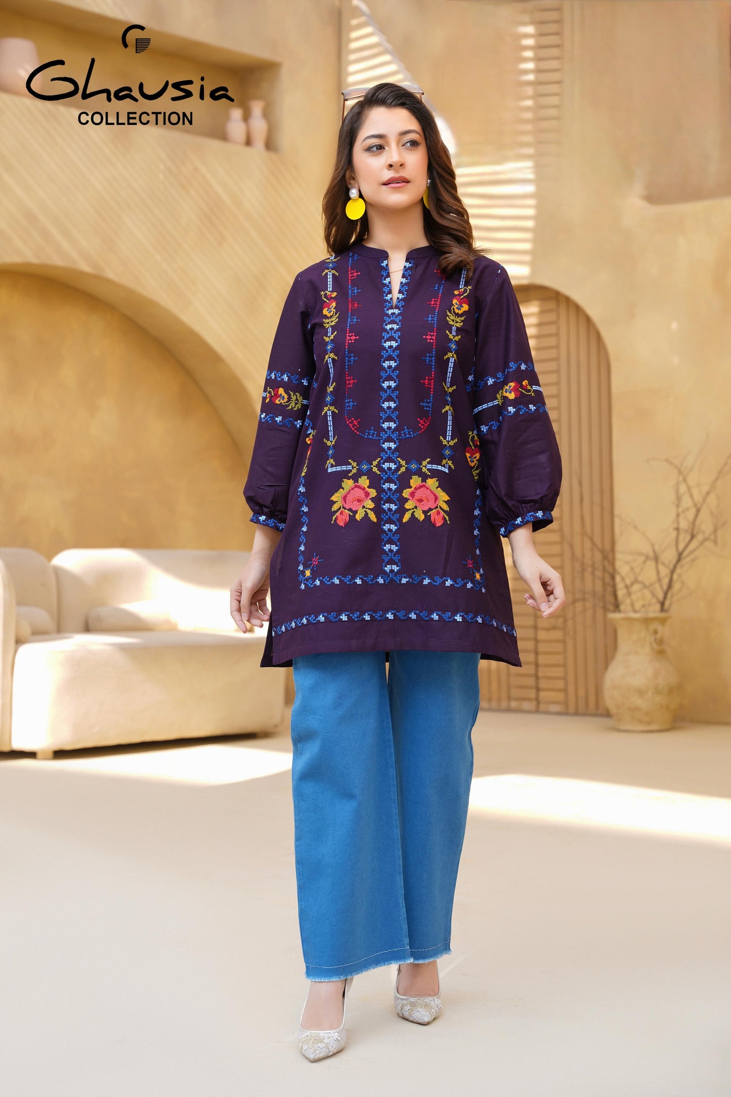 Cotton Embroidered Kurti 1P - G2304