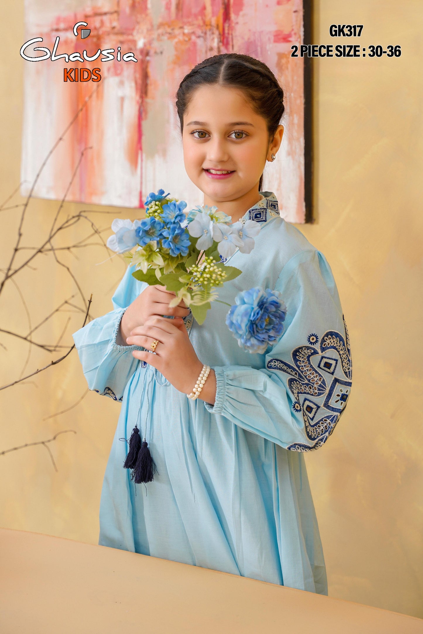 Kids Embroidered Lawn Kurta 2P - GK317