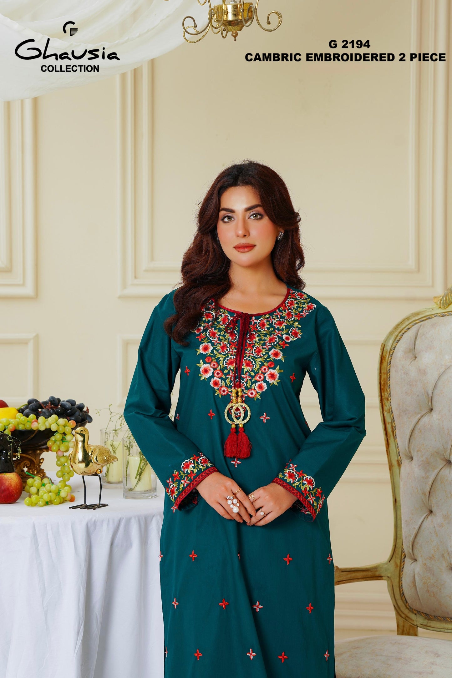 Embroidered Cambric Cotton 2pc - G2194