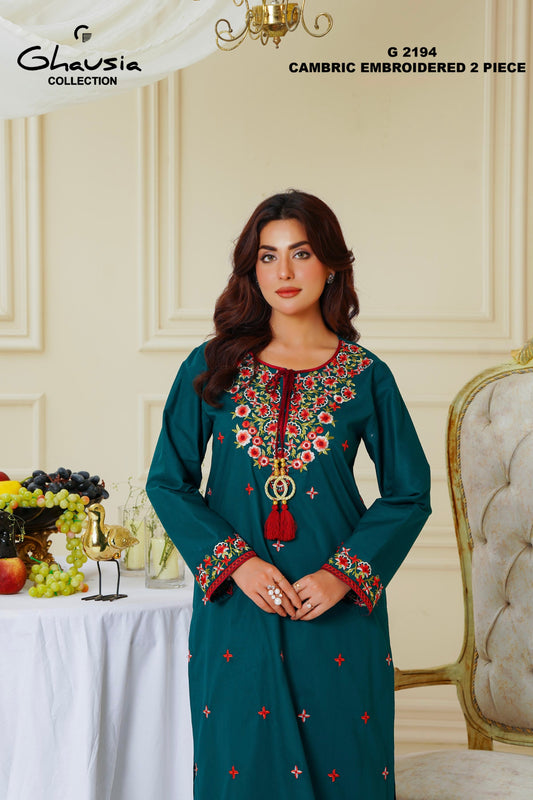 Embroidered Cambric Cotton 2pc - G2194