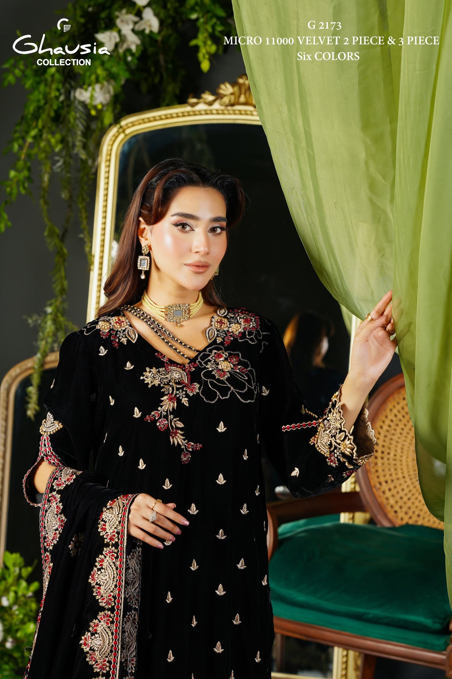 Velvet Embroidered Kurta - G2173